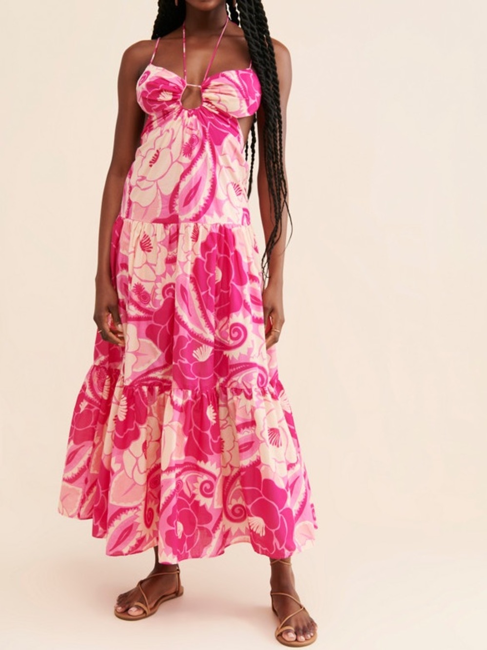 Farm Rio Cutout Halter Maxi Dress Size M